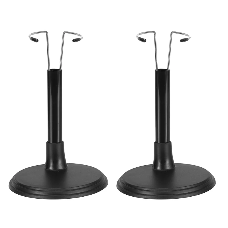 Fits 8 Inch Plush Doll Adjustable Stand Waist 1.6" - 2"(Black, 2pcs)