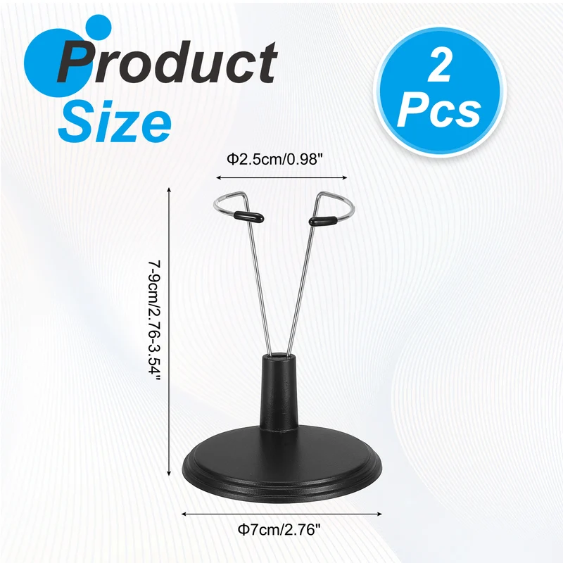 Fits 6 Inch Plush Doll Adjustable Doll Stand Waist 1"(Black, 2pcs)