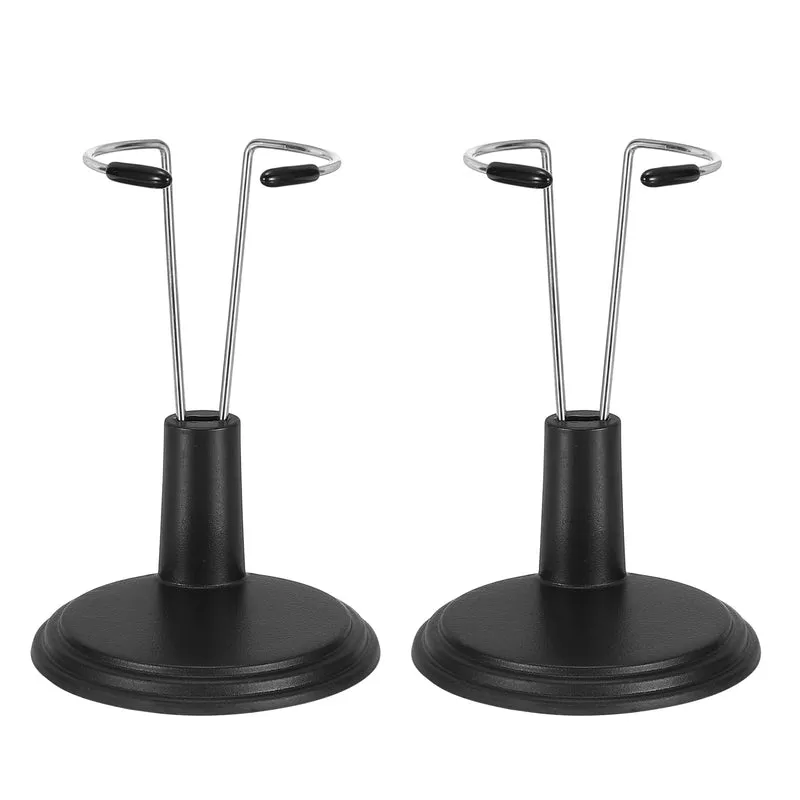 Fits 4 Inch Plush Doll Adjustable Doll Stand Waist 1"(Black, 2pcs)
