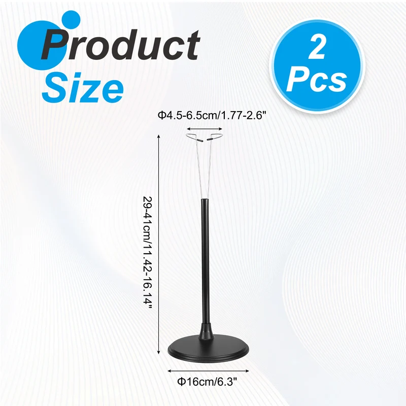 Fits 24 Inch Doll Adjustable Doll Stand Waist 1.8" - 2.6"(Black, 2pcs)