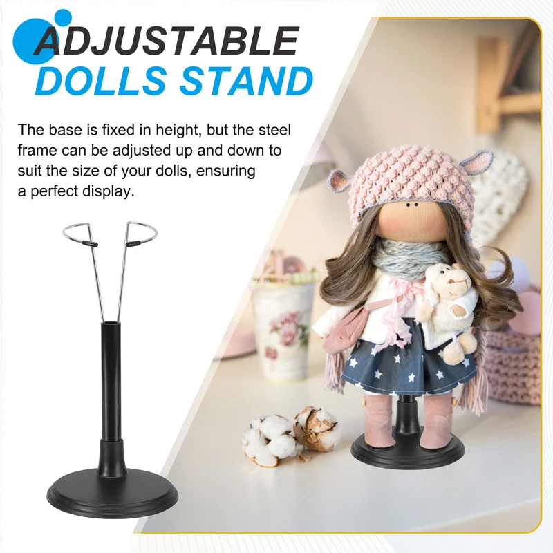 Fits 18 Inch Doll Adjustable Doll Stand Waist 2" - 2.4"(Black, 2pcs)