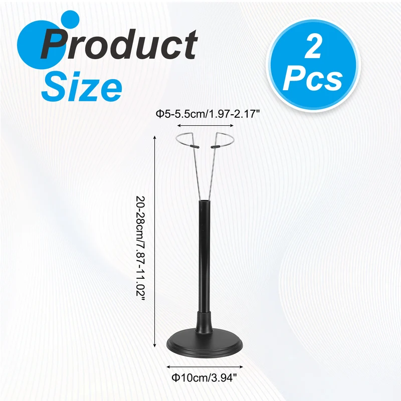 Fits 14 Inch Doll Adjustable Doll Stand Waist 2" - 2.2"(Black, 2pcs)