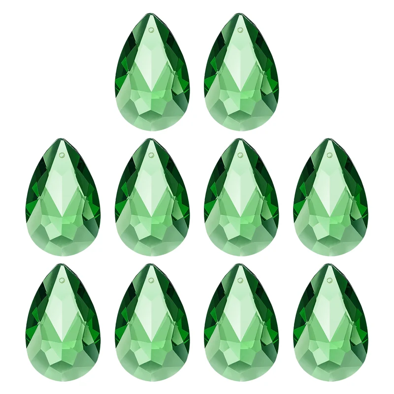 K9 Crystal Teardrop Pendants Oval Beads, 10 Pack 38mm, Green