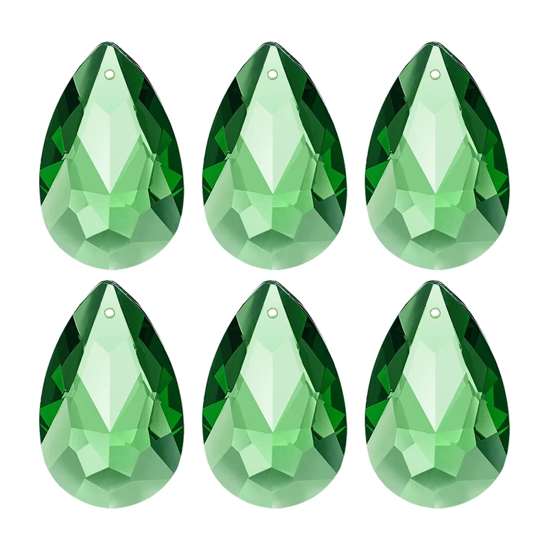 K9 Crystal Teardrop Pendants Oval Beads, 6 Pack 38mm, Green