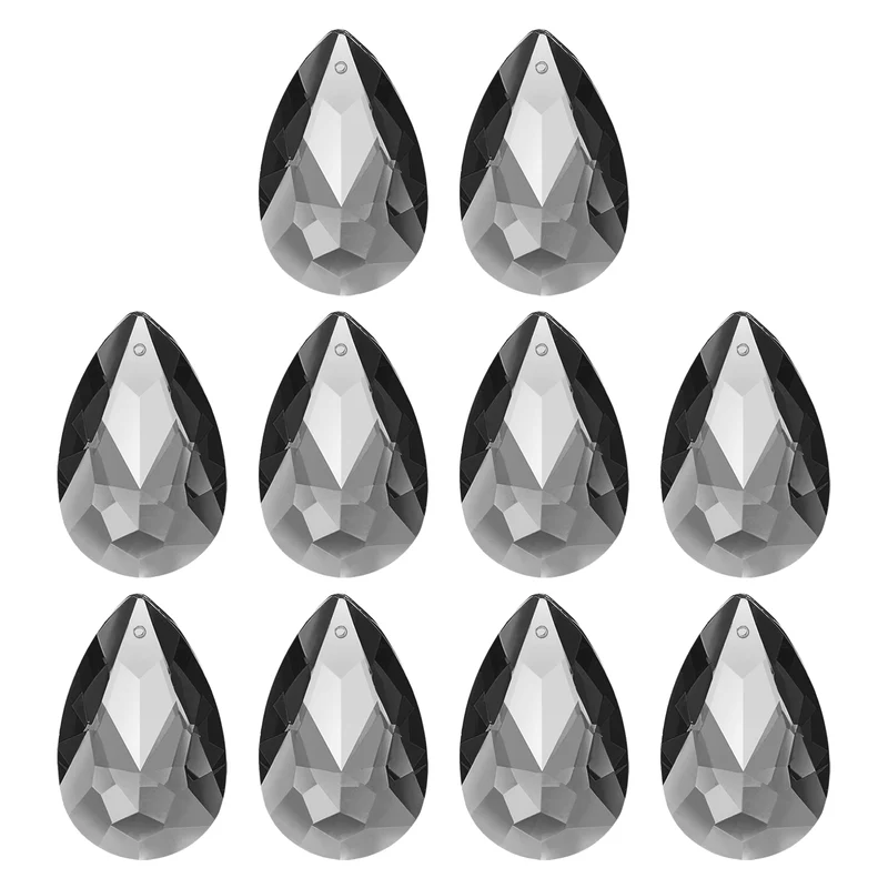 K9 Crystal Teardrop Pendants Oval Beads, 10 Pack 38mm, Light Black