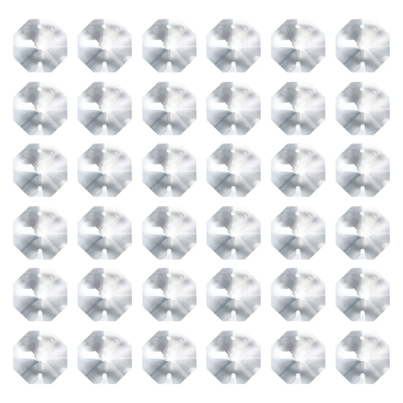 K9 Crystal Octagon Beads 2 Holes Pendants, 40 Pack 26mm, Clear