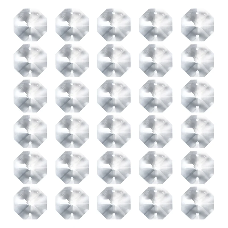 30Pack K9 Crystal Octagon Beads 2 Holes Pendants 26mm Clear