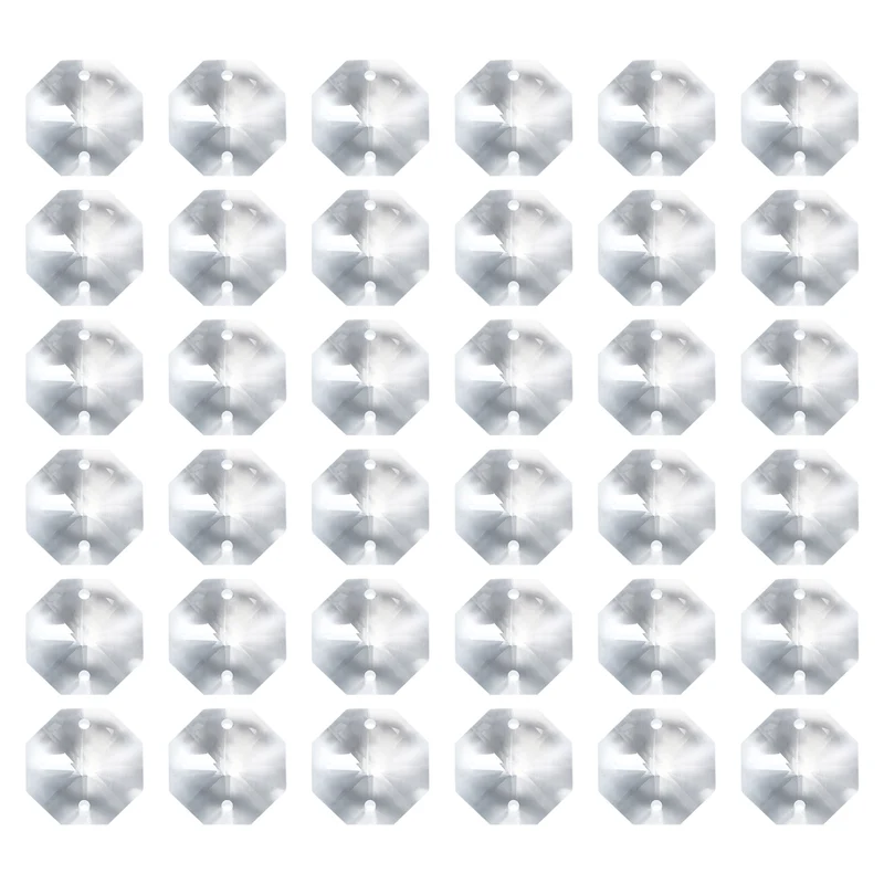 K9 Crystal Octagon Beads 2 Holes Pendants, 40 Pack 24mm, Clear