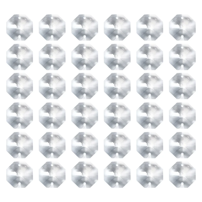 K9 Crystal Octagon Beads 2 Holes Pendants, 40 Pack 22mm, Clear