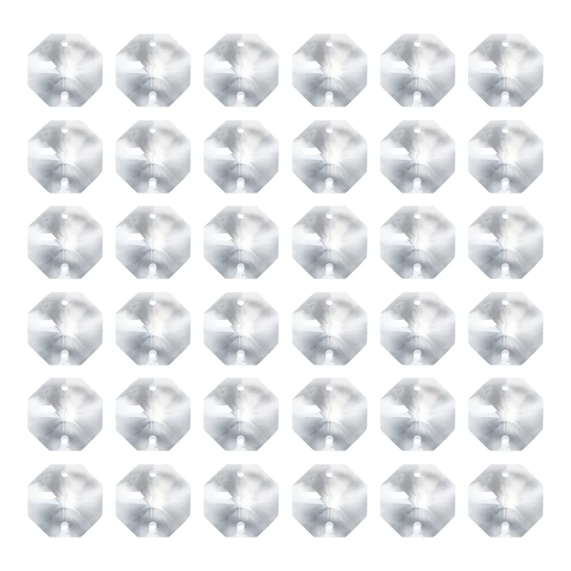K9 Crystal Octagon Beads 2 Holes Pendants, 40 Pack 20mm, Clear