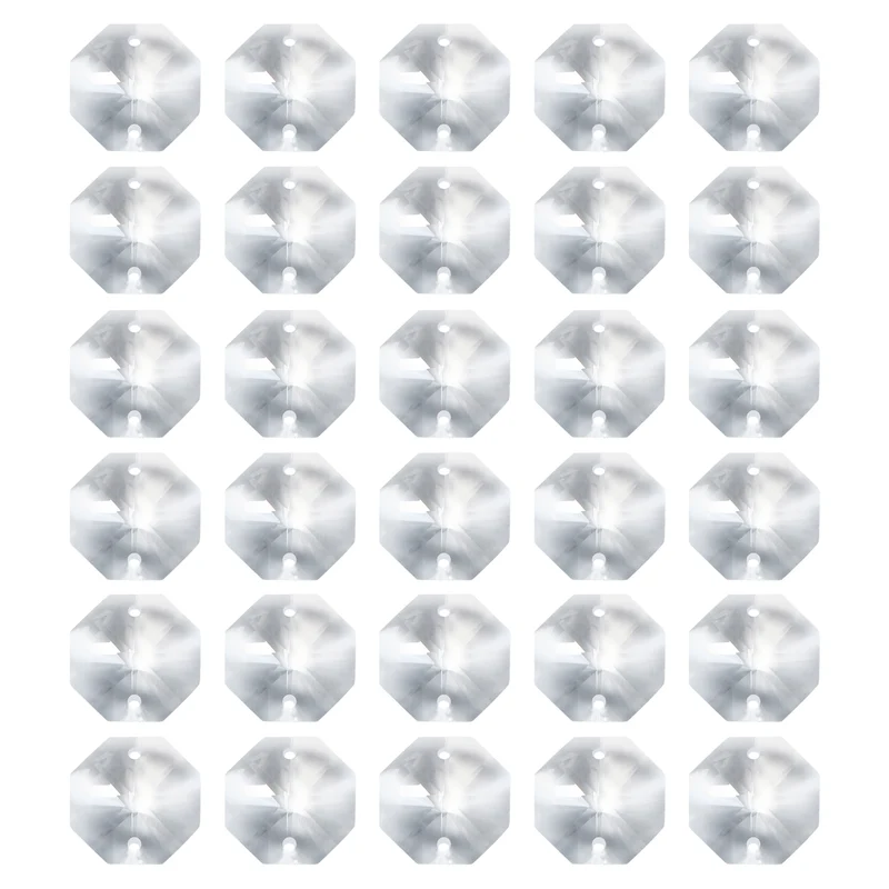 K9 Crystal Octagon Beads 2 Holes Pendants, 30 Pack 20mm, Clear