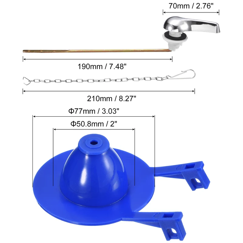 Toilet Handle Replacement Kit with Flapper Stainless Steel Chain