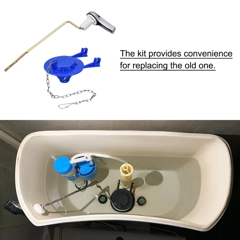 Toilet Handle Replacement Kit with Flapper Stainless Steel Chain for Toilet Tank