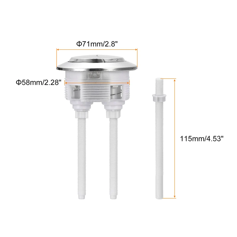 3pcs Toilet Tank Button Dual Push Flushing Toilet Button for 58mm(2.28") Hole