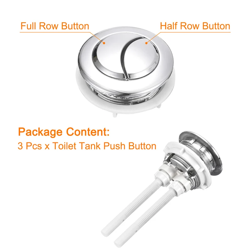 Toilet Tank Button, 3pcs Dual Push Flushing Toilet Button for 38mm(1.5") Hole