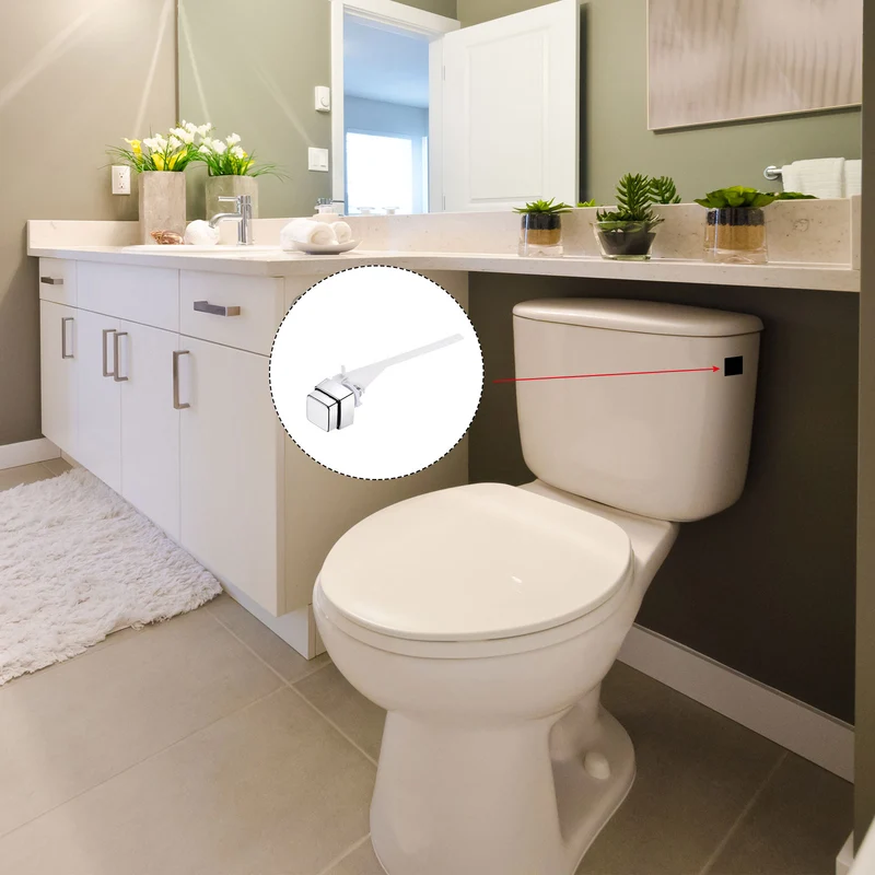 Toilet Flush Lever Handle, Push Button Toilet Tank Handle Replacement Universal Side Mount Toilet Trip Lever, Plastic Lever