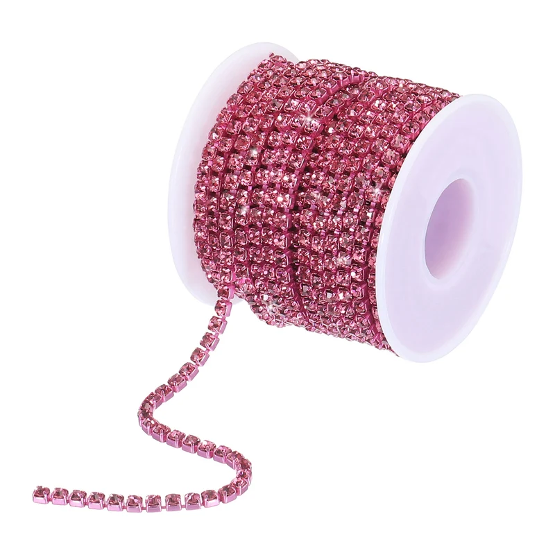 10 Yard 4mm Crystal Rhinestone Diamond Close Chain Trim Rose Red