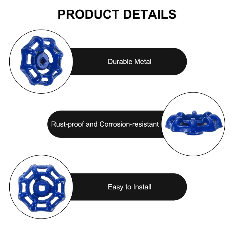 Outside Faucet Handles,2Pcs 5x5mm-Round Wheel Handle Water Spigot Handle Replacement for Garden, Courtyard, Bathroom(Blue)