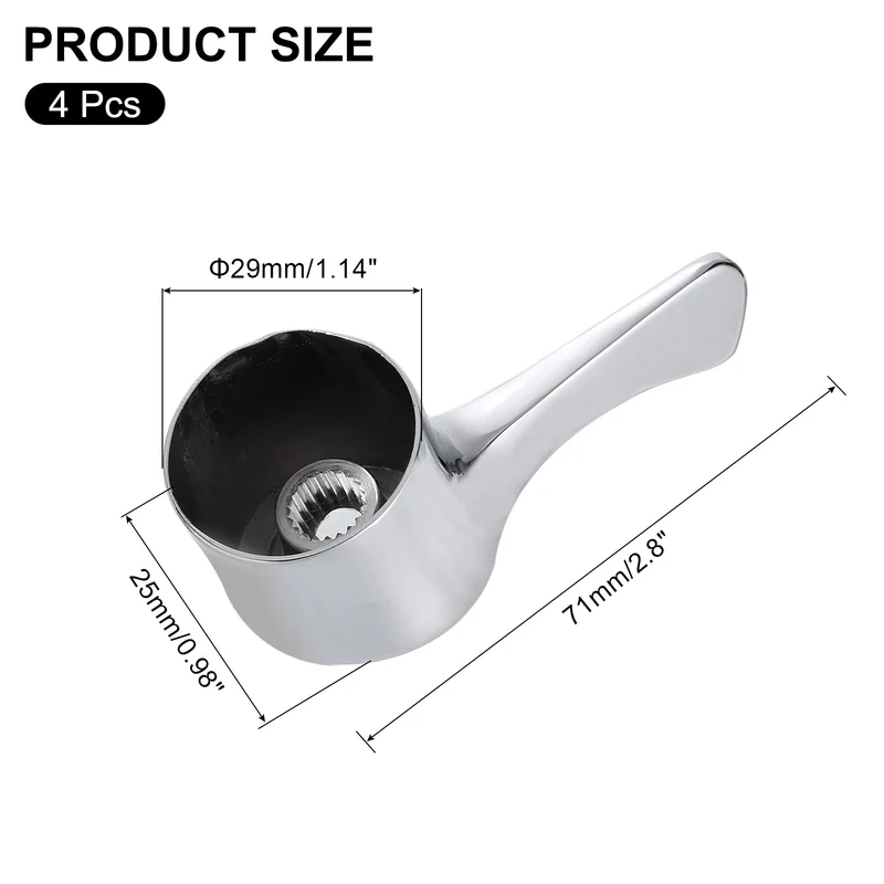 Faucet Lever Handle,4Pcs 71 x 50mm Alloy Basin Mixer Faucet Tap Single Lever Handle Replacement for Kitchen Bathroom (Silver)