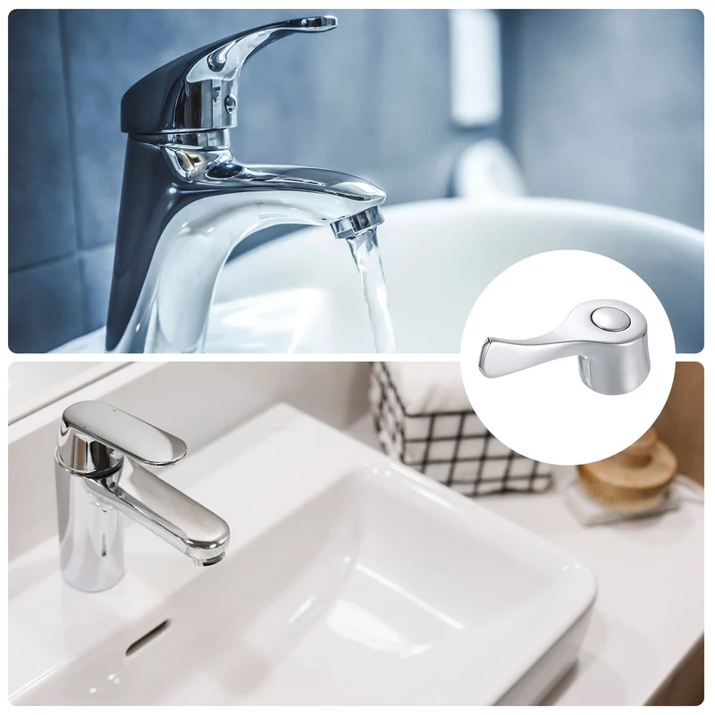Faucet Lever Handle,4Pcs 71 x 50mm Alloy Basin Mixer Faucet Tap Single Lever Handle Replacement for Kitchen Bathroom (Silver)