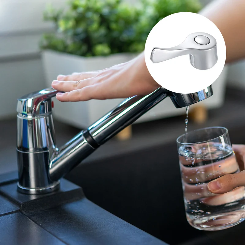 Faucet Lever Handle,3Pcs 71 x 50mm Alloy Basin Mixer Faucet Tap Single Lever Handle Replacement for Kitchen Bathroom (Silver)