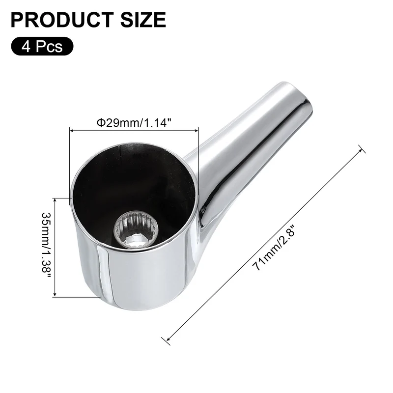 Faucet Lever Handle,4Pcs 71 x 35mm Alloy Basin Mixer Faucet Tap Single Lever Handle Replacement for Kitchen Bathroom (Silver)
