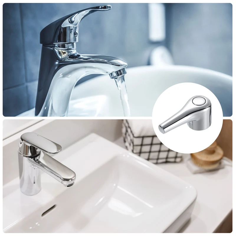 Faucet Lever Handle,4Pcs 71 x 35mm Alloy Basin Mixer Faucet Tap Single Lever Handle Replacement for Kitchen Bathroom (Silver)