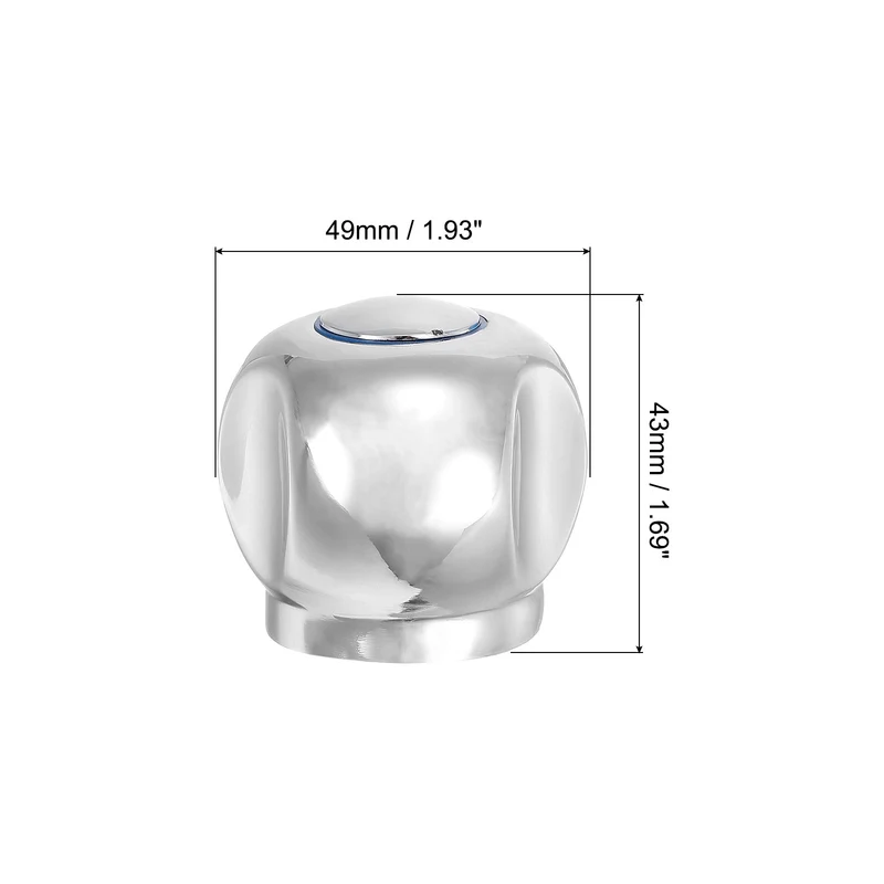Faucet Lever Handle, 1Pcs 49 x 43mm Alloy Basin Mixer Faucet Tap Handle Grip Knob Replacement for Kitchen Bathroom (Silver)