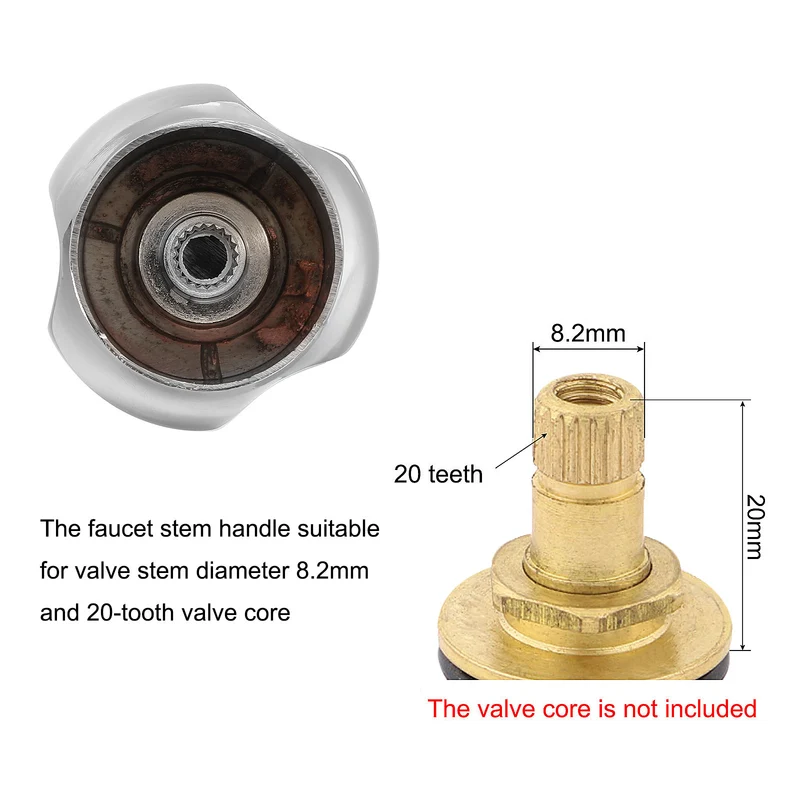 Faucet Lever Handle, 1Pcs 49 x 43mm Alloy Basin Mixer Faucet Tap Handle Grip Knob Replacement for Kitchen Bathroom (Silver)