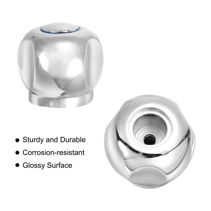 Faucet Lever Handle, 1Pcs 49 x 43mm Alloy Basin Mixer Faucet Tap Handle Grip Knob Replacement for Kitchen Bathroom (Silver)
