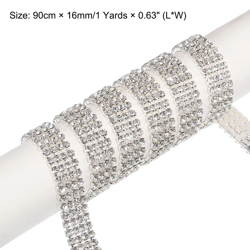 1 Yard 4mm 4 Row Crystal Rhinestone Diamond Close Chain Trim Silver White