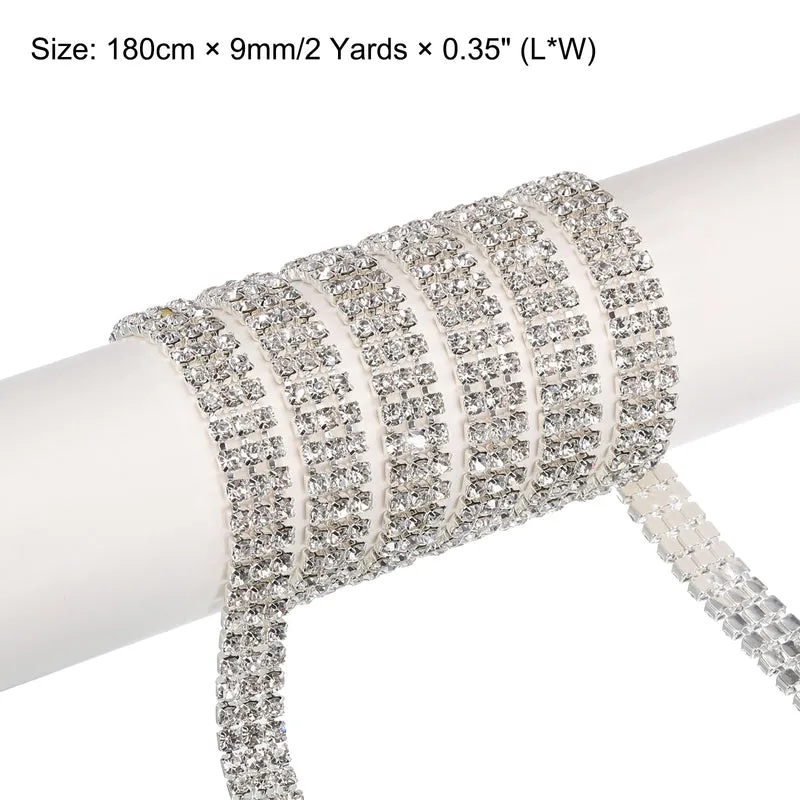 2 Yard 3mm 3 Rows Crystal Rhinestone Diamond Close Chain Trim White