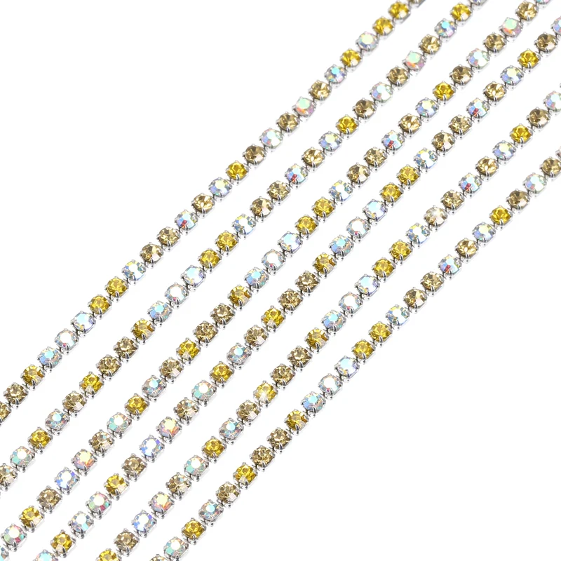 11 Yard 2mm Crystal Rhinestone Diamond Chain Lemon Yellow Light Yellow