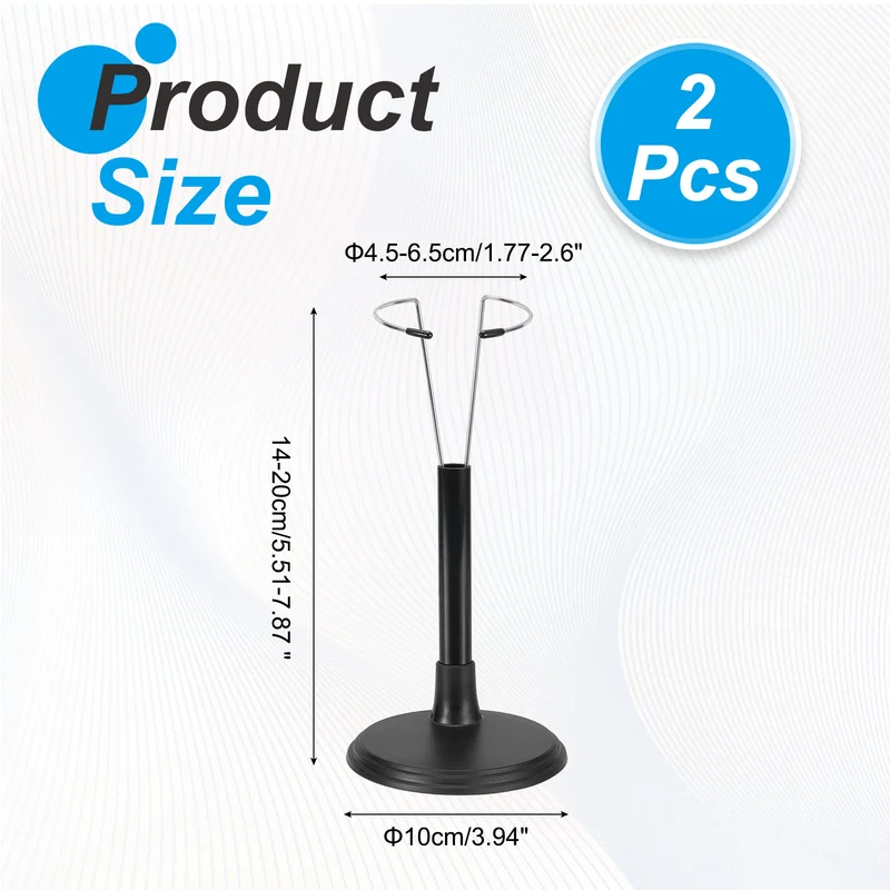 Fits 10 Inch Doll Adjustable Doll Stand Waist 1.8" - 2.6"(Black, 2pcs)