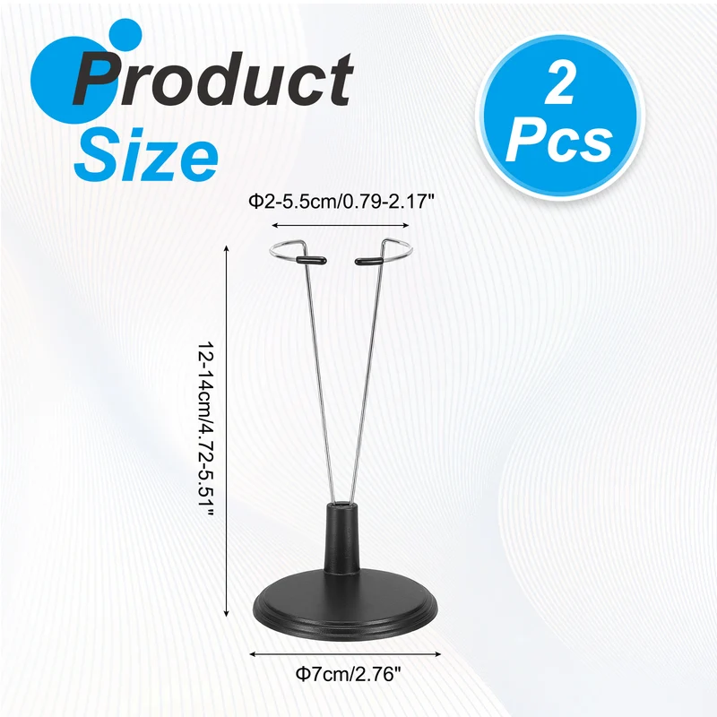 Fits 8 Inch Doll Adjustable Doll Stand Waist 0.8" - 2"(Black, 2pcs)