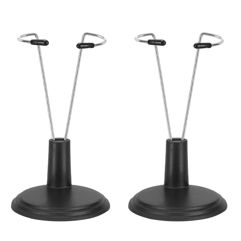 Fits 6 Inch Doll Adjustable Doll Stand Waist 0.8" - 1.6"(Black, 2pcs)