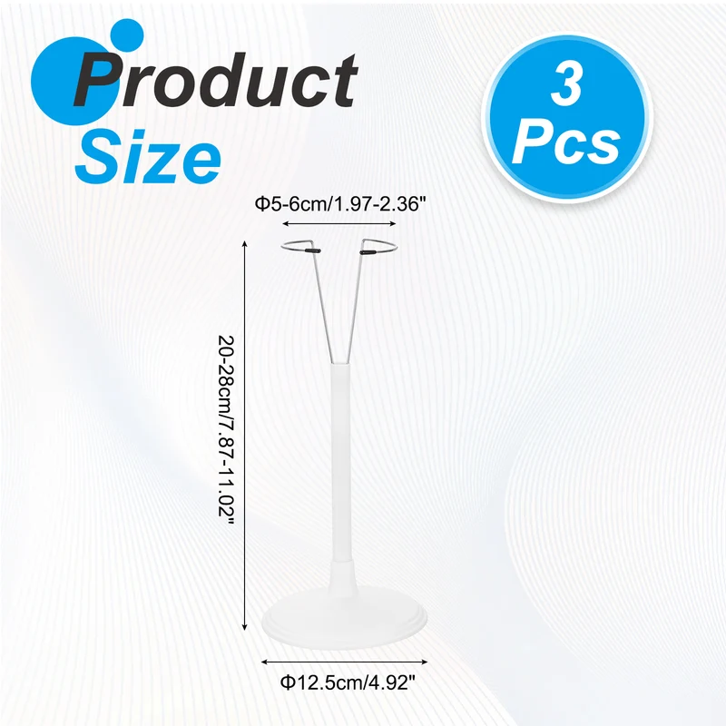 Fits Fashion Doll Adjustable Doll Stand Waist 2" - 2.4"(White, 3pcs)