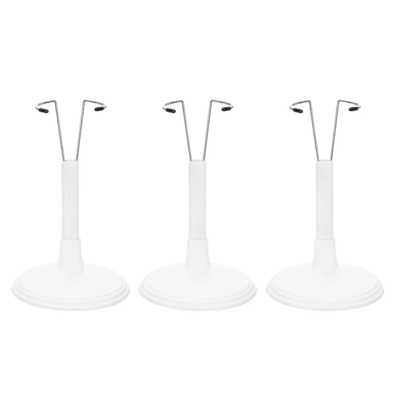 Fits 8 Inch Plush Doll Adjustable Stand Waist 1.6" - 2"(White, 3pcs)