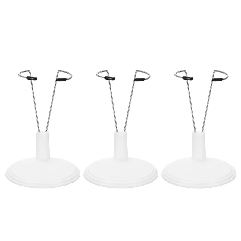 Fits 6 Inch Plush Doll Adjustable Doll Stand Waist 1"(White, 3pcs)