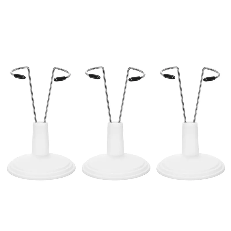 Fits 4 Inch Plush Doll Adjustable Doll Stand Waist 1"(White, 3pcs)