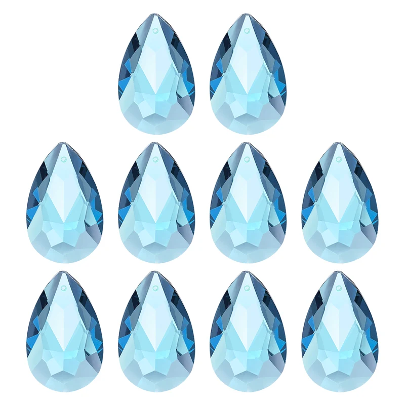 K9 Crystal Teardrop Pendants Oval Beads, 10 Pack 38mm, Navy Blue