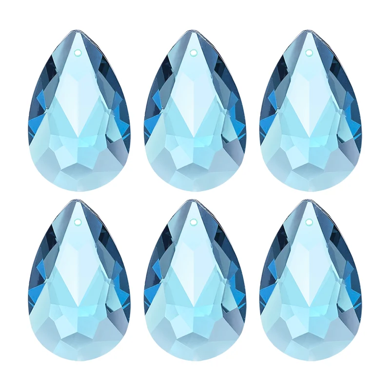 K9 Crystal Teardrop Pendants Oval Beads, 6 Pack 38mm, Navy Blue