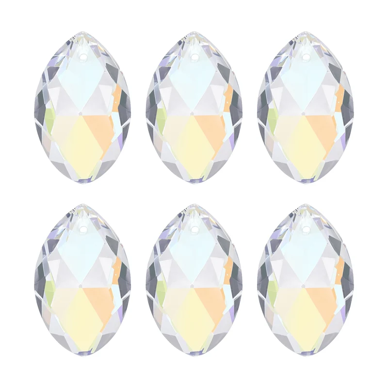 K9 Crystal Pendants Oval Beads, 6 Pack 38mm, Electroplating Purple