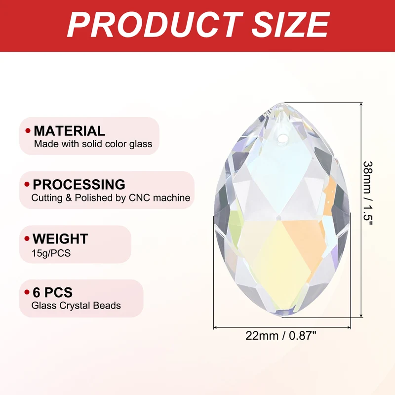 K9 Crystal Pendants Oval Beads, 6 Pack 38mm, Electroplating Purple