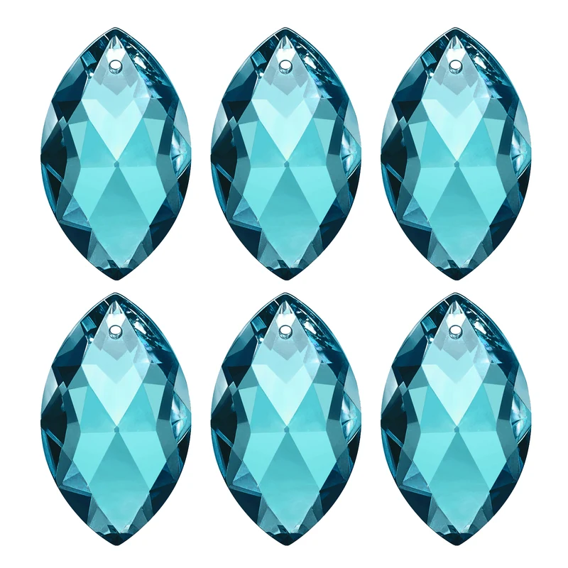 6Pack K9 Crystal Pendants Oval Beads 38mm Sky Blue