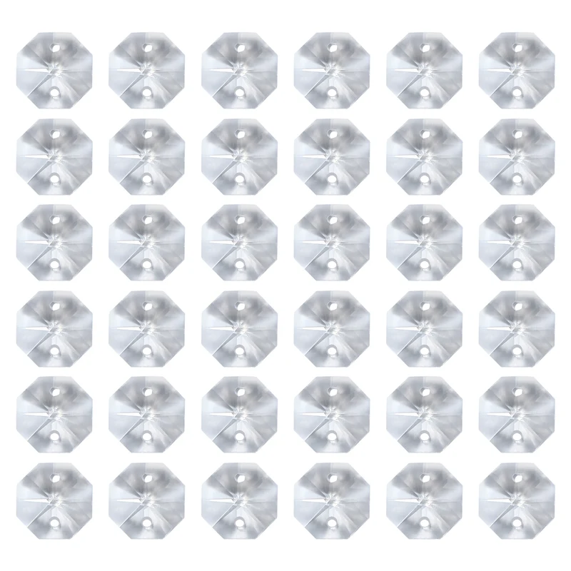 K9 Crystal Octagon Beads 2 Holes Pendants, 40 Pack 12mm, Clear
