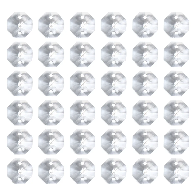 K9 Crystal Octagon Beads 2 Holes Pendants, 40 Pack 10mm, Clear