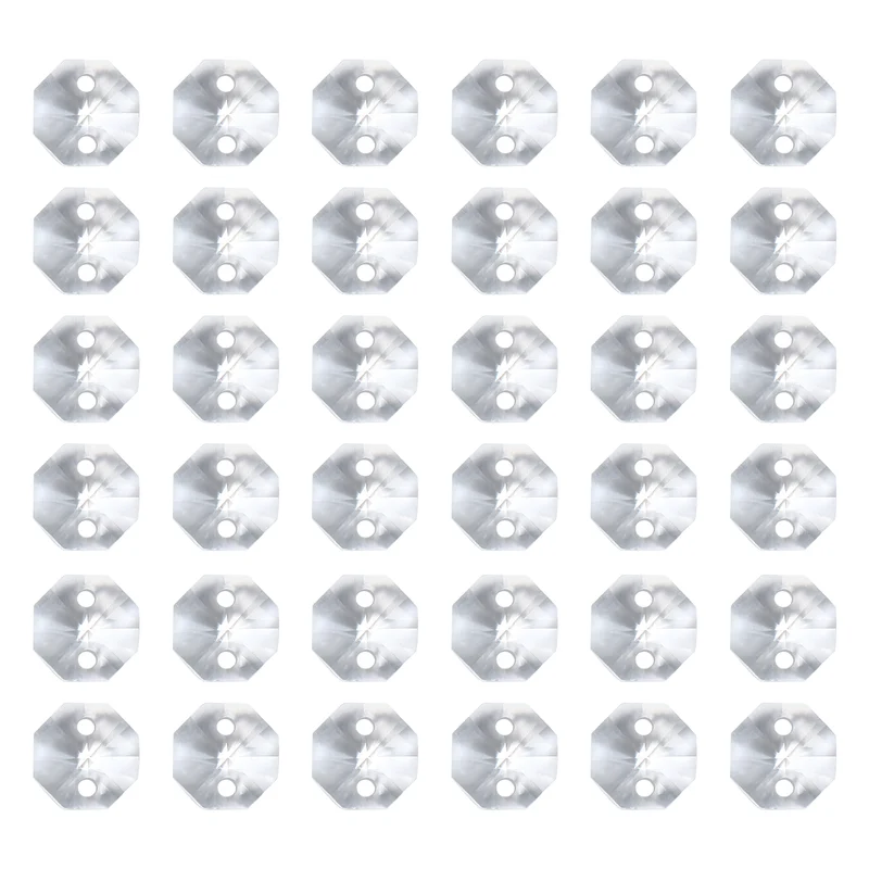 K9 Crystal Octagon Beads 2 Holes Pendants, 60 Pack 8mm, Clear