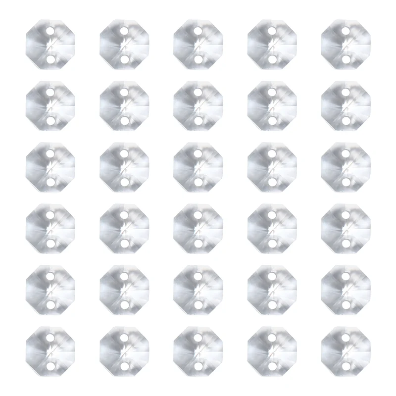 K9 Crystal Octagon Beads 2 Holes Pendants, 40 Pack 8mm, Clear