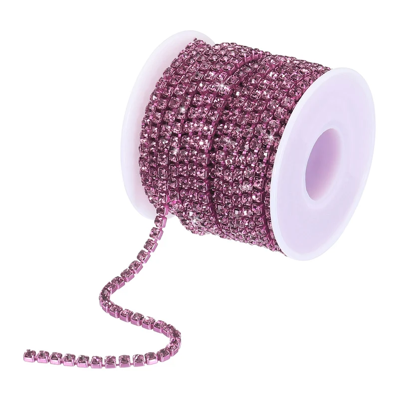 10 Yard 4mm Crystal Rhinestone Diamond Close Chain Trim Light Purple